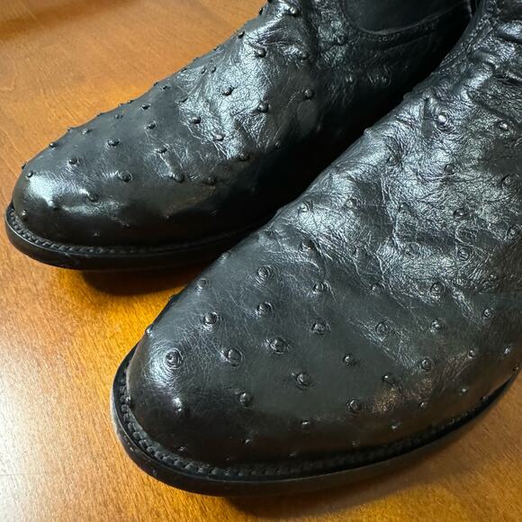 JRC & Sons Men's Miguel Full Quill Exotic Ostrich Roper Boot Black Size 9 D EUC - Picture 3 of 10